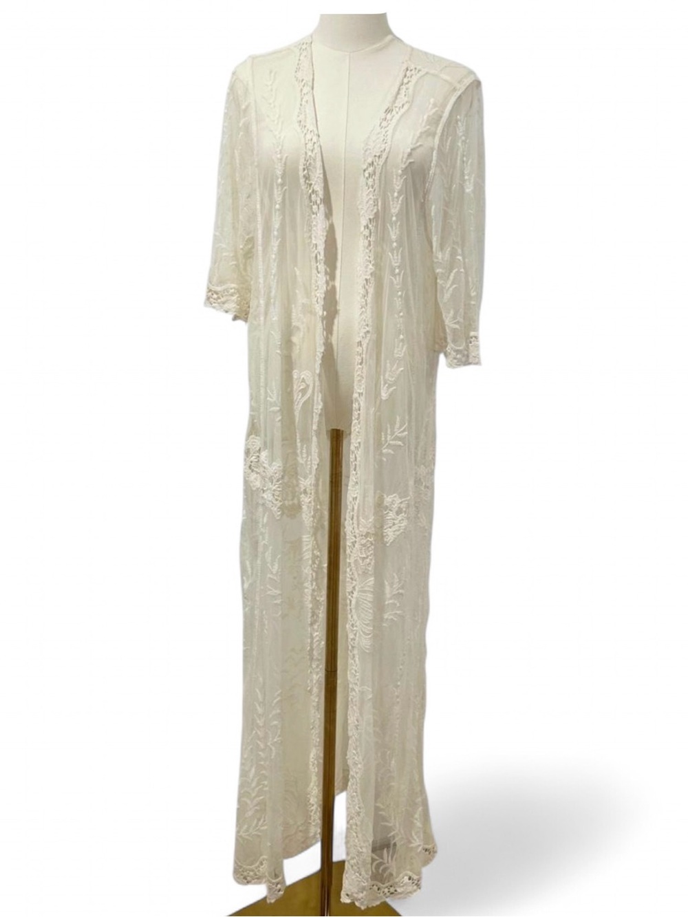 Boho Sheer Embroidered Long Kimono Duster
Maxi Open Knit Crochet Lace OS